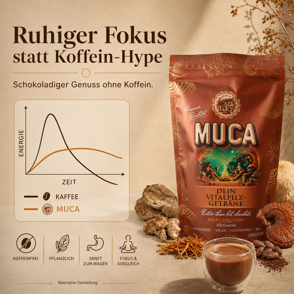 MUCA – Schokoladig-herber Vitalpilz-Drink
