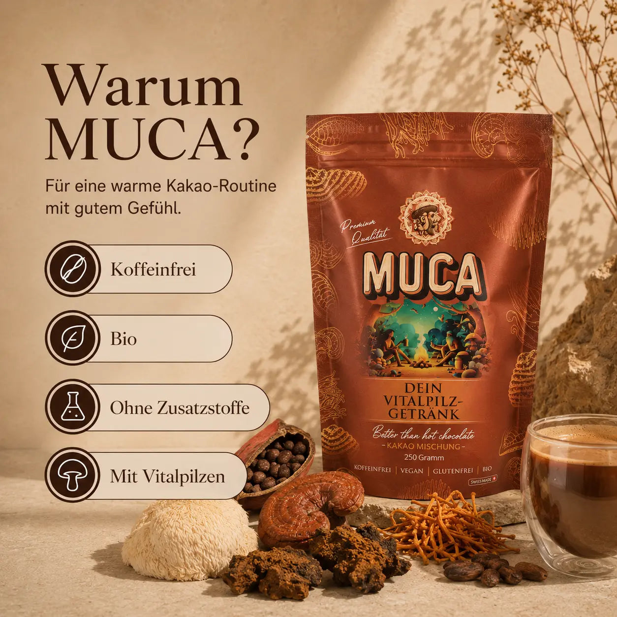 MUCA – Schokoladig-herber Vitalpilz-Drink